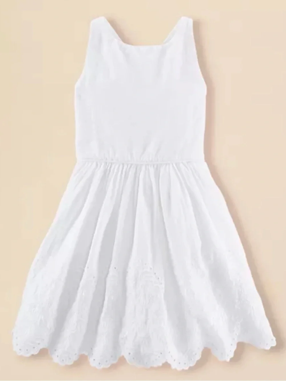 Girls Ralph Lauren White Sleeveless Eyelet Dress